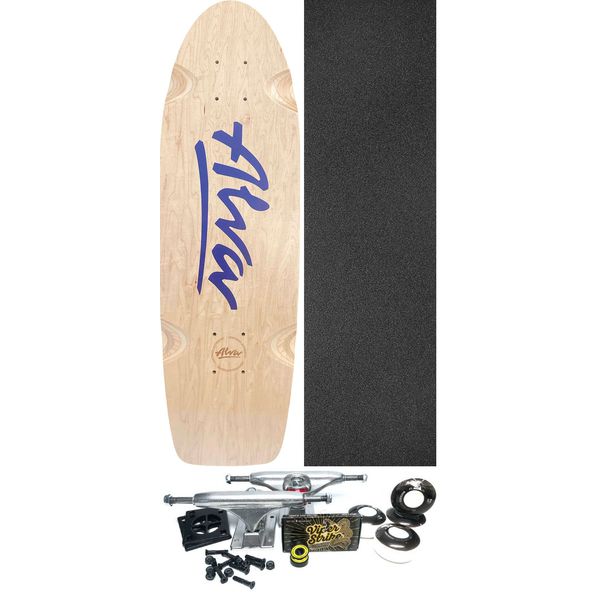 Alva Skateboards Bela Horvath Reissue Natural / Cobalt Blue Old School Skateboard Deck - 8.5" x 27" - Complete Skateboard Bundle